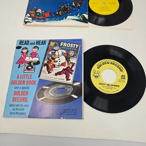 Little Golden Book Christmas Book 7" Records Rudolph Frosty‎ Night Before 45s - Picture 2 of 16